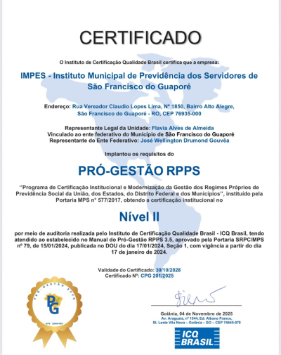 IMPES conquista Certificação PRÓ-GESTÃO – Nível II